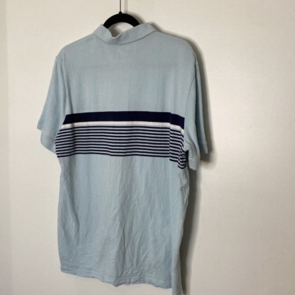 Puma Men Blue White Striped Collared Button Down Polo Short Sleeve Shirt Size XL - Picture 7 of 11
